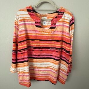 Ruby Rd Striped Long Sleeve Top